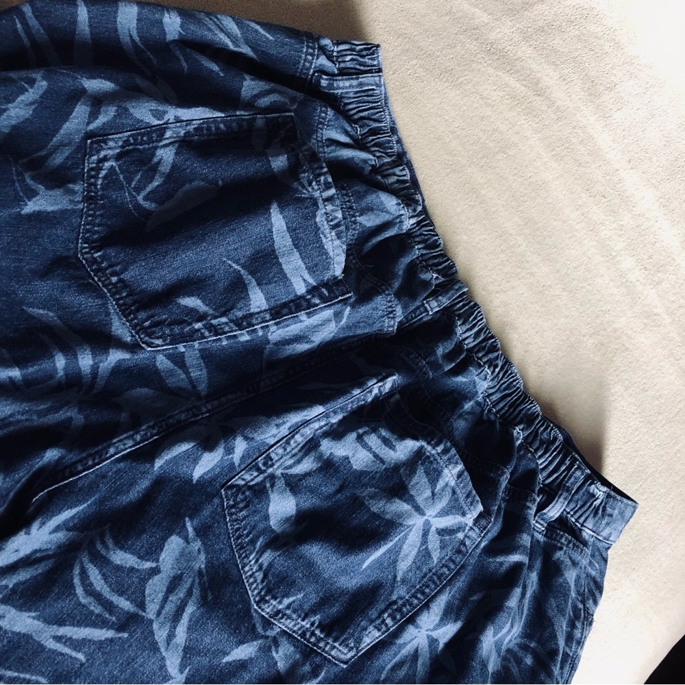 Lane Bryant jeans parachute cargo Petite Plus 22P pants denim blue leaf pattern - Picture 5 of 10